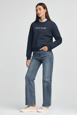 Sudadera azul marino de corte boxy Established 2012 Polo Club