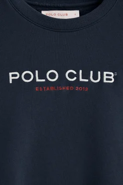 Sudadera azul marino de corte boxy Established 2012 Polo Club