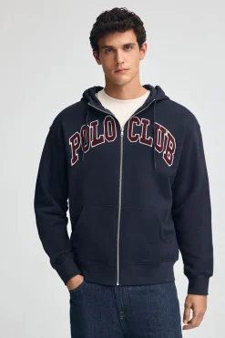 Sudadera azul marino de corte holgado con logo Polo Club