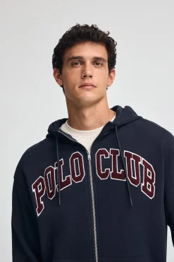 Sudadera azul marino de corte holgado con logo Polo Club