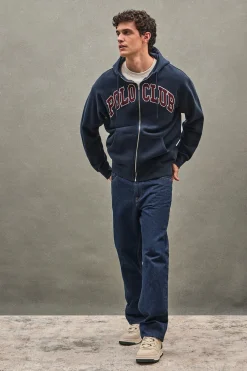 Sudadera azul marino de corte holgado con logo Polo Club