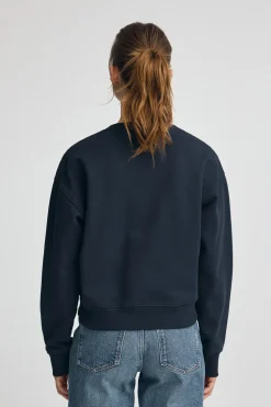 Sudadera azul marino de corte boxy con logo Rigby Go
