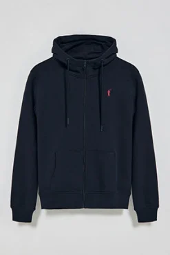 Sudadera azul marino de cremallera y capucha con bordado Rigby Go