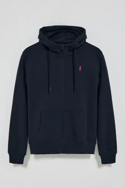 Sudadera azul marino de cremallera y capucha con bordado Rigby Go