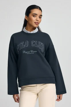 Sudadera azul marino de corte holgado con logo Established 2012 Polo Club