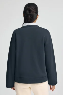 Sudadera azul marino de corte holgado con logo Established 2012 Polo Club