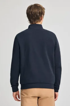 Sudadera azul marino de media cremallera y bordado Rigby Go