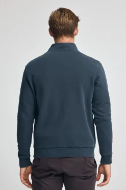 Sudadera azul marino de media cremallera y efecto lavado con logo Rigby Go