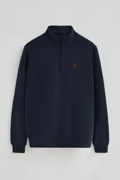 Sudadera azul marino de media cremallera con logo Rigby Go