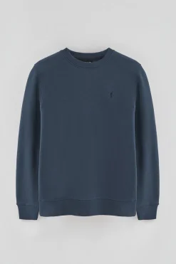 Sudadera azul marino efecto lavado con logo Rigby Go