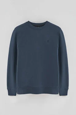 Sudadera azul marino efecto lavado con logo Rigby Go