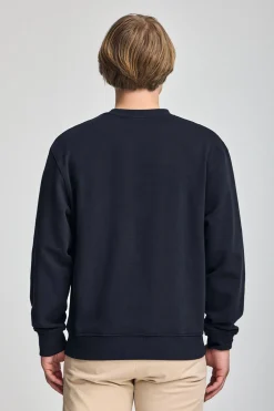 Sudadera azul marino oversize de cuello redondo con logo Minimal Combo