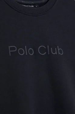 Sudadera azul marino oversize de cuello redondo con logo Minimal Combo