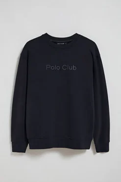 Sudadera azul marino oversize de cuello redondo con logo Minimal Combo