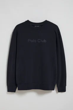 Sudadera azul marino oversize de cuello redondo con logo Minimal Combo