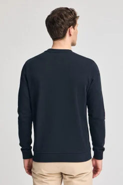 Sudadera azul marino regular de cuello redondo y print engomado