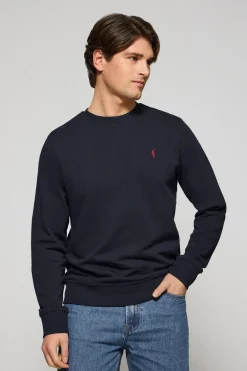 Sudadera azul marino relax de cuello redondo y bordado Rigby Go
