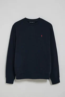 Sudadera azul marino relax de cuello redondo y bordado Rigby Go