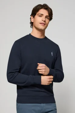 Sudadera azul marino relax de cuello redondo con logo Rigby engomado