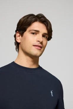 Sudadera azul marino relax de cuello redondo con logo Rigby engomado