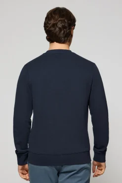 Sudadera azul marino relax de cuello redondo con logo Rigby engomado
