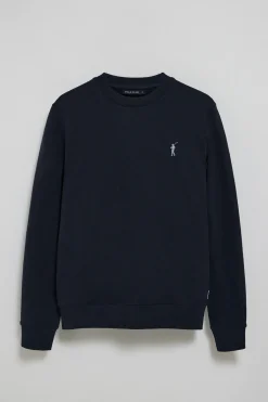 Sudadera azul marino relax de cuello redondo con logo Rigby engomado