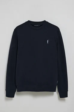 Sudadera azul marino relax de cuello redondo con logo Rigby engomado