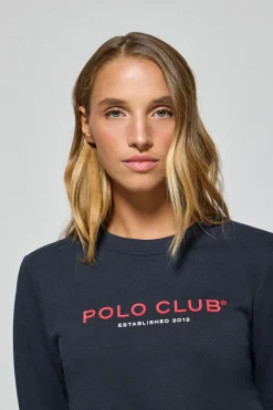 Sudadera azul marino slim con logotipo Polo Club