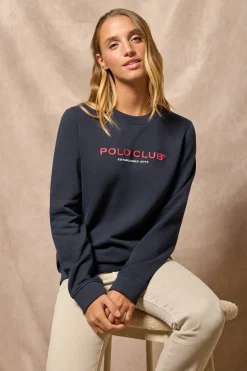 Sudadera azul marino slim con logotipo Polo Club