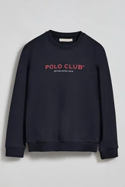 Sudadera azul marino slim con logotipo Polo Club
