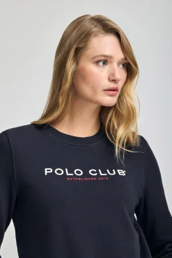 Sudadera azul marino y logo engomado Polo Club