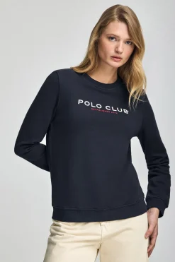 Sudadera azul marino y logo engomado Polo Club