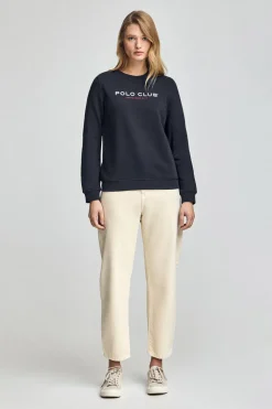 Sudadera azul marino y logo engomado Polo Club