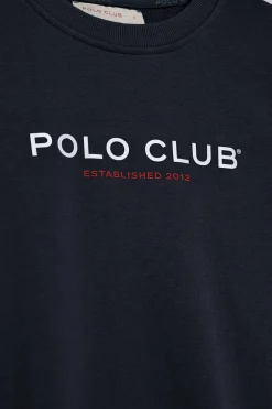 Sudadera azul marino y logo engomado Polo Club