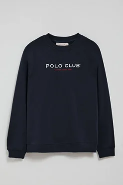 Sudadera azul marino y logo engomado Polo Club