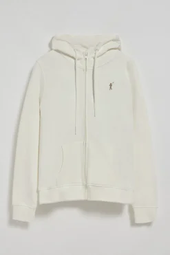 Sudadera beige de bolsillos con cremallera y capucha con bordado Rigby Go