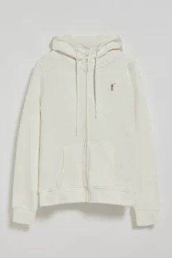 Sudadera beige de bolsillos con cremallera y capucha con bordado Rigby Go