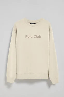 Sudadera beige de cuello redondo con logotipo Polo Club