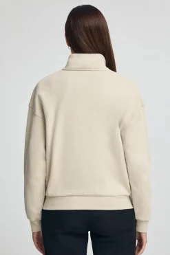Sudadera beige de cuello alto y media cremallera con logo Polo Club