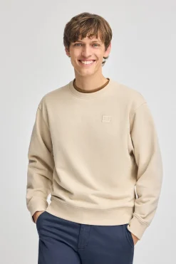 Sudadera beige relax de cuello redondo con detalle Polo Club