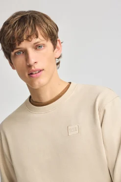 Sudadera beige relax de cuello redondo con detalle Polo Club