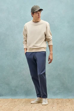 Sudadera beige relax de cuello redondo con detalle Polo Club