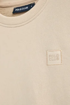 Sudadera beige relax de cuello redondo con detalle Polo Club