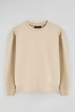 Sudadera beige relax de cuello redondo con detalle Polo Club