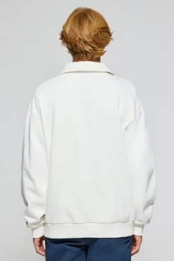 Sudadera beige Seldon con media cremallera y gráfico Polo Club