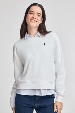 Sudadera blanca de cuello redondo y bordado Rigby Go
