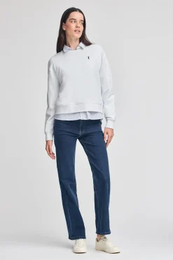Sudadera blanca de cuello redondo y bordado Rigby Go