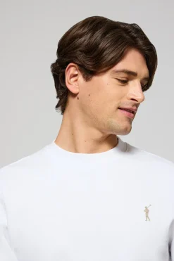 Sudadera blanca relax de cuello redondo con logo Rigby engomado