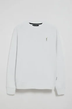 Sudadera blanca relax de cuello redondo con logo Rigby engomado
