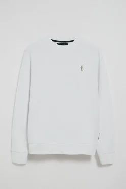 Sudadera blanca relax de cuello redondo con logo Rigby engomado